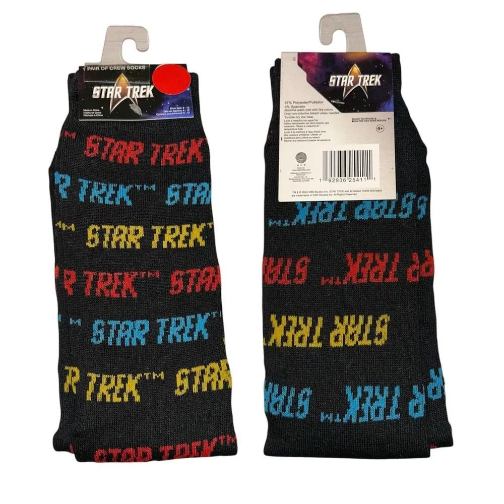 3x  Star Trek Novelty Fun Crew Socks  Size 6-12